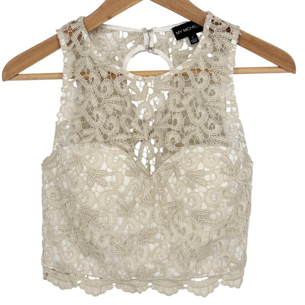 My Michelle Lace Open Back Cropped Tank Size 7
